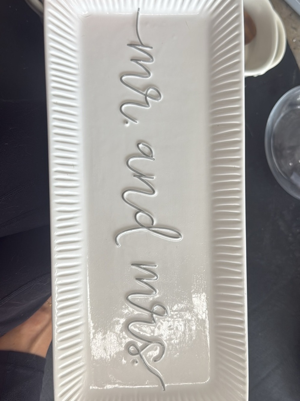Mud Pie White "magic, mugi" Ceramic Serving Platter
